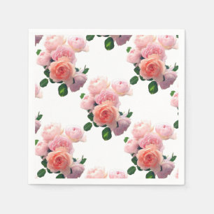 Guardanapo De Papel Modelo de Rosas Cor-de-Rosa em Aquarela Colorida M