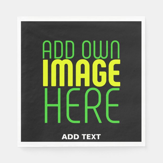 GUARDANAPO DE PAPEL MODELO DE TEXTO DE IMAGEM NEGRA SIMPLES EDITÁVEL M (Frente)