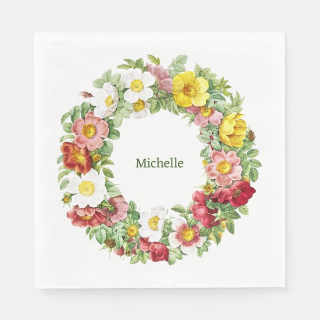 Guardanapo De Papel Modelo Floral Wreath Springtime (Frente)