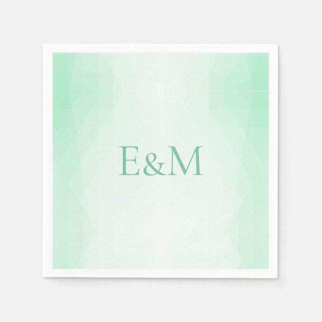 Guardanapo De Papel Modelo Moderno Elegante Verde Menta Monogramado (Frente)