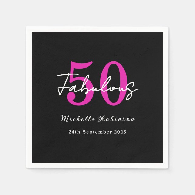 Guardanapo De Papel Modern 50th Birthday 50 and Fabulous Party (Frente)