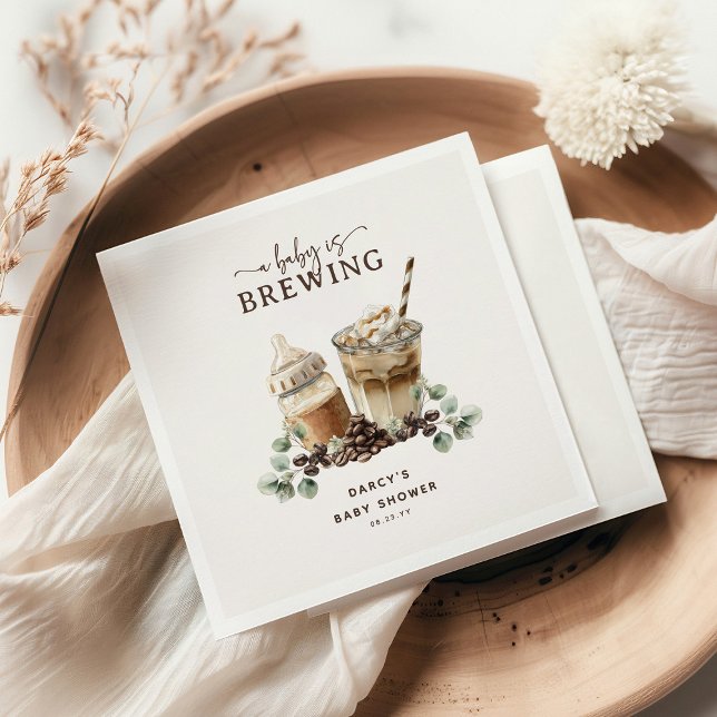 Guardanapo De Papel Modern 'a Baby is Brewing' Coffee Baby Shower (Criador carregado)