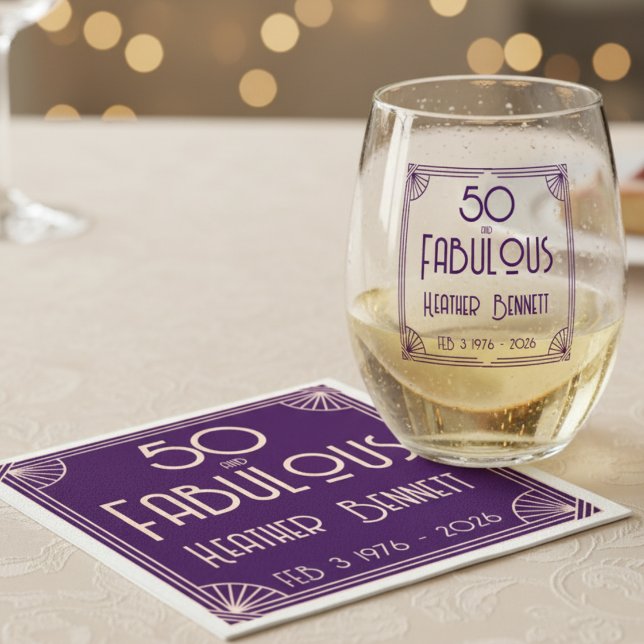 Guardanapo De Papel Modern Art Deco 50 and Fabulous Birthday (Criador carregado)