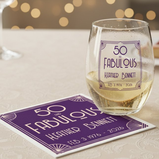 Guardanapo De Papel Modern Art Deco 50 and Fabulous Birthday (Criador carregado)