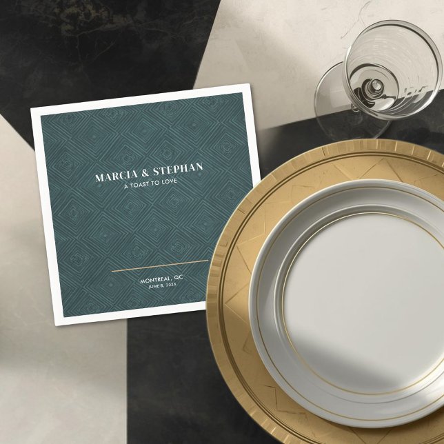 Guardanapo De Papel Modern Art Deco Wedding  (Geometric Pattern Modern Personalized Napkin)