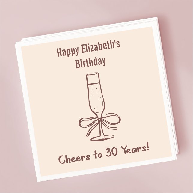 Guardanapo De Papel Modern Beige Saúde aos 30 anos Aniversário Napkins (Criador carregado)