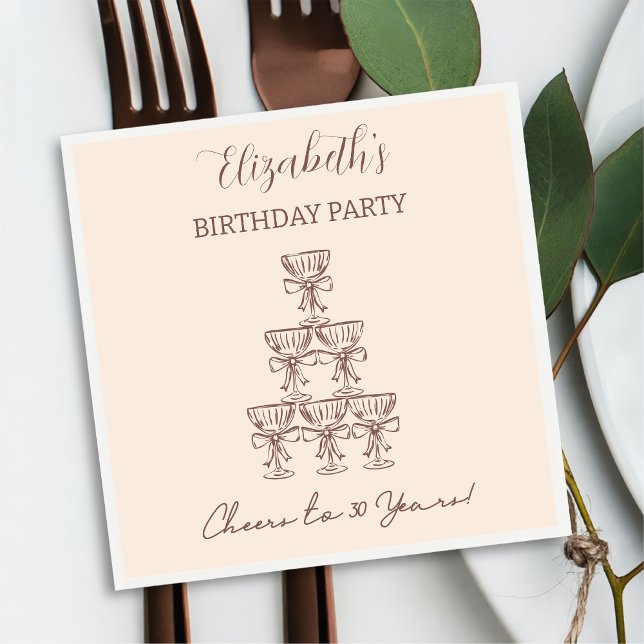 Guardanapo De Papel Modern Beige Saúde aos 30 anos Aniversário Napkins (Criador carregado)