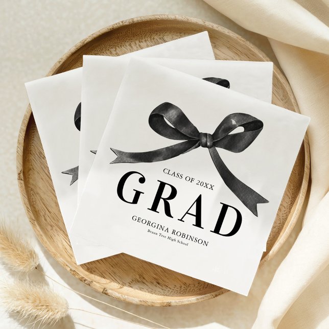 Guardanapo De Papel Modern Black Bow Graduation Party (Criador carregado)