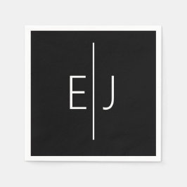 Guardanapo De Papel Modern Black Name Initials 