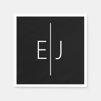 Guardanapo De Papel Modern Black Name Initials 
