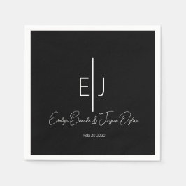 Guardanapo De Papel Modern Black Name Initials Paper Plate