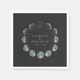 Guardanapo De Papel Modern Black Watercolor Moon Phases Casamento Pers
