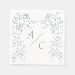 Guardanapo De Papel Modern Blue & White French Roses Wedding
