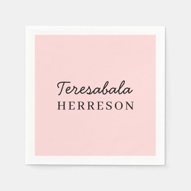 Guardanapo De Papel Modern Blush Pink Monogram Design (Frente)
