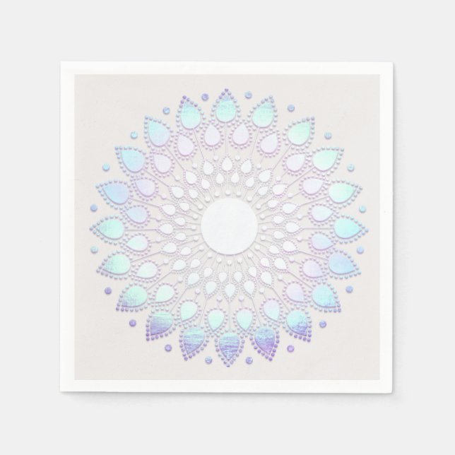 Guardanapo De Papel Modern Boho Blue Floral Lotus Mandala (Frente)
