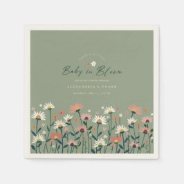 Guardanapo De Papel Modern Boho Wildflower Sage Baby in Bloom