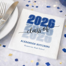 Modern Bold Class 2026 Navy Blue Graduation Party