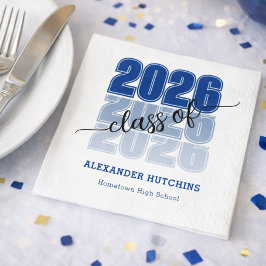Guardanapo De Papel Modern Bold Class 2026 Navy Blue Graduation Party