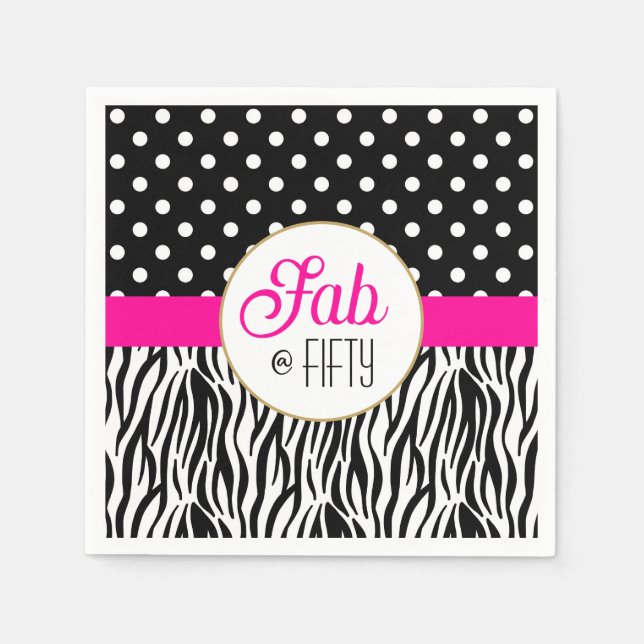 Guardanapo De Papel Modern Bold Fifty & Fabulous 50th Birthday (Frente)