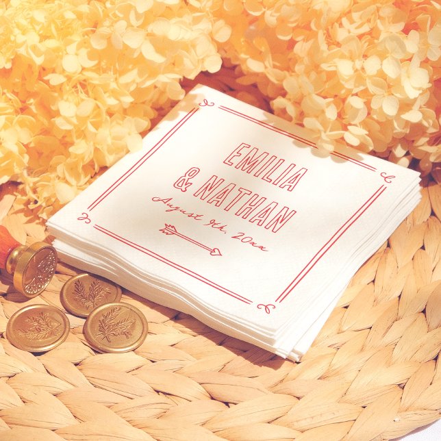 Guardanapo De Papel Modern Bold Retro Hand Drawn Cupid Wedding (Criador carregado)