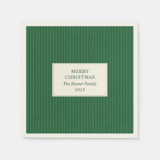 Guardanapo De Papel Modern Christmas Minimal Holiday Green Stripes