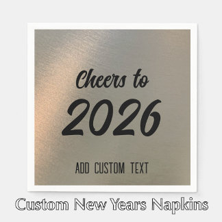 Guardanapo De Papel Modern Custom Brushed Metal 2026 New Years Party
