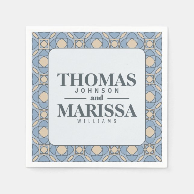 Guardanapo De Papel Modern Dusty Blue Art Deco Wedding Paper Napkins (Frente)