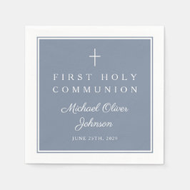 Guardanapo De Papel Modern Dusty Blue Religious Boy First Communion