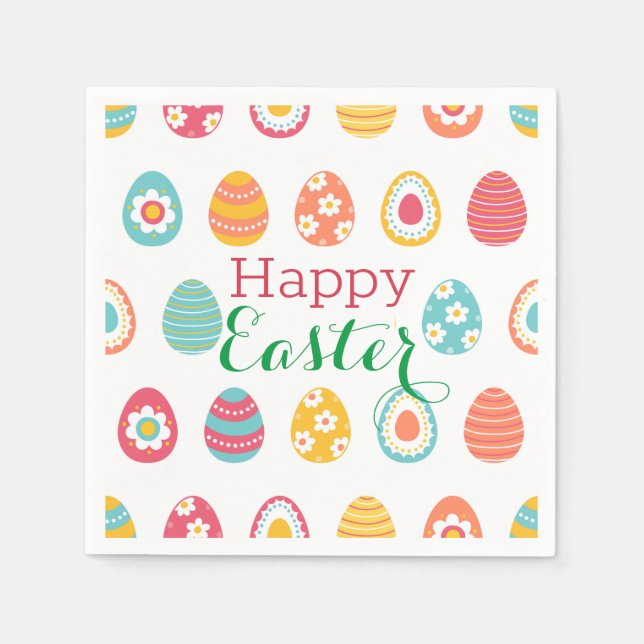 Guardanapo De Papel Modern Easter Egg Napkins (Frente)