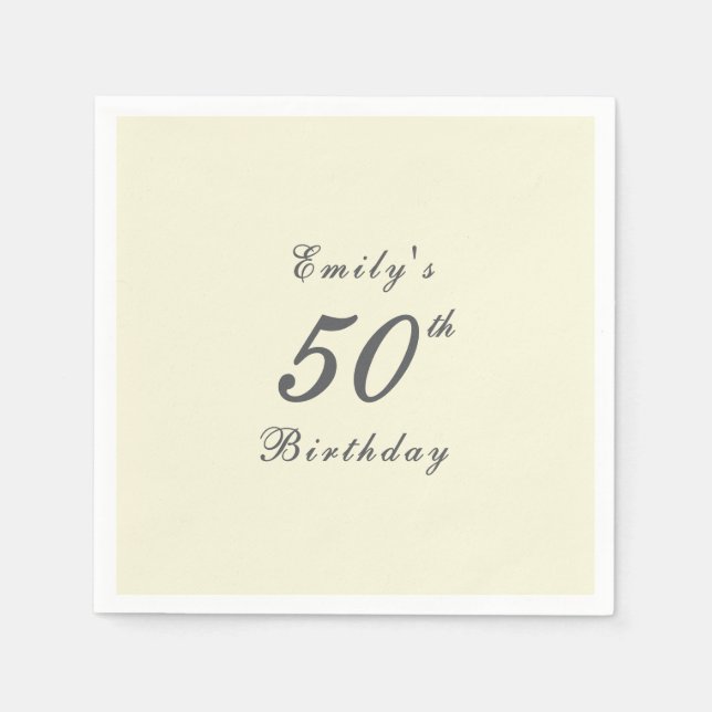 Guardanapo De Papel Modern Elegant 50th Birthday Party Paper (Frente)