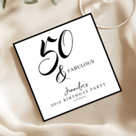 Guardanapo De Papel Modern Elegant Black White Fifty Fabulous Birthday