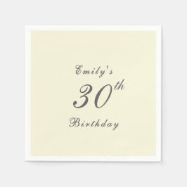 Guardanapo De Papel Modern Elegant Cream 30th Birthday Party Paper