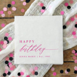 Guardanapo De Papel Modern Elegant Simple Pink Happy Birthday
