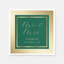 Guardanapo De Papel Modern Emerald Green e Dourado Casamento Napkins