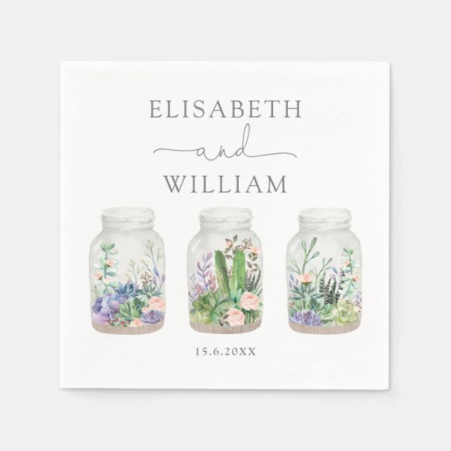 Guardanapo De Papel Modern Fiesta Suculent Terrarium Wedding Favor (Frente)