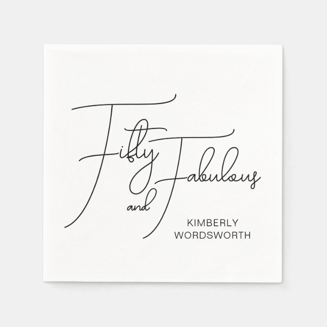 Guardanapo De Papel Modern Fifty and Fabulous 50th Birthday Party (Frente)