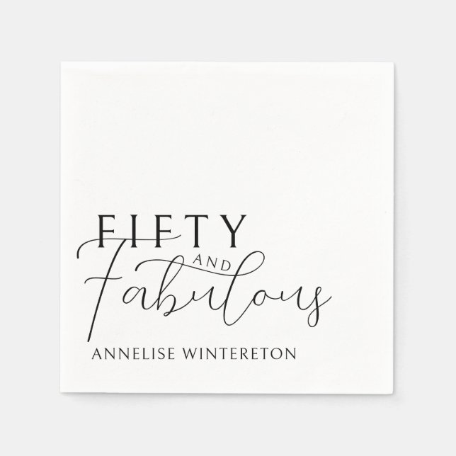 Guardanapo De Papel Modern Fifty and Fabulous 50th Birthday Party (Frente)