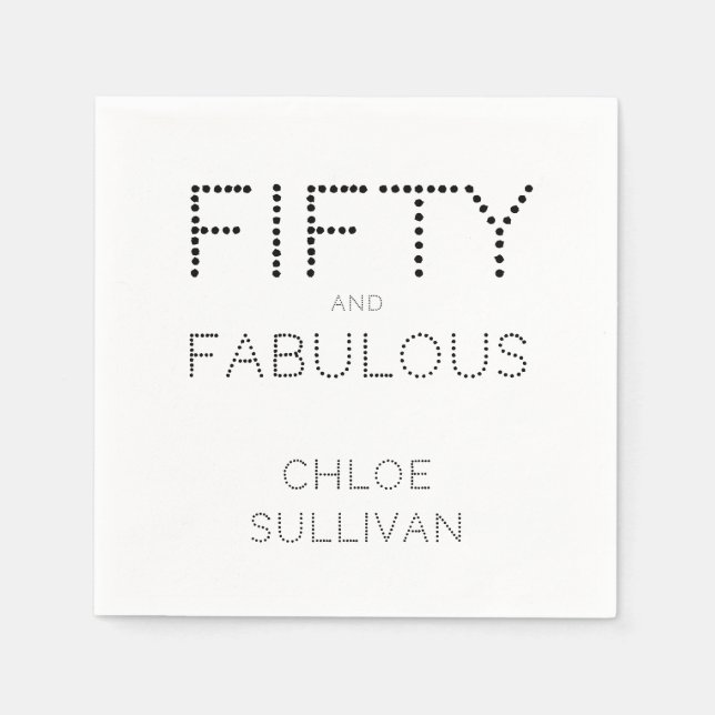 Guardanapo De Papel Modern Fifty and Fabulous Bold 50th Birthday Party (Frente)