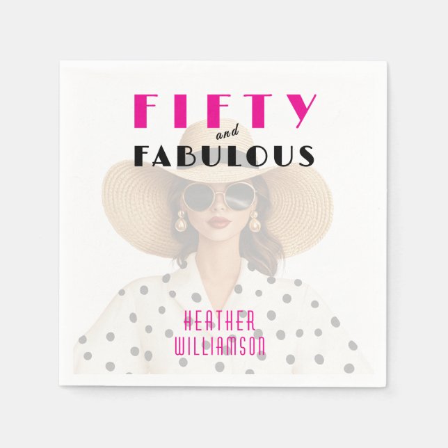 Guardanapo De Papel Modern Fifty and Fabulous Pink Black (Frente)