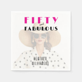 Guardanapo De Papel Modern Fifty and Fabulous Pink Black