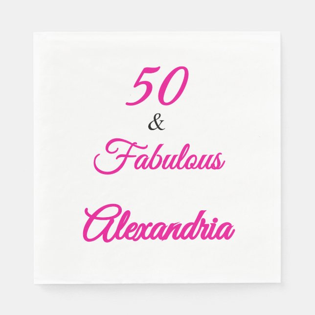 Guardanapo De Papel Modern Fifty &Fabulous Bold 50th Birthday Napkin (Frente)