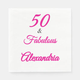 Guardanapo De Papel Modern Fifty &Fabulous Bold 50th Birthday Napkin