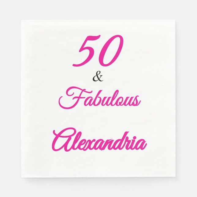 Guardanapo De Papel Modern Fifty &Fabulous Bold 50th Birthday Napkin (Frente)