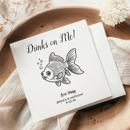 Guardanapo De Papel Modern Fish Wedding Cocktail Napkins 