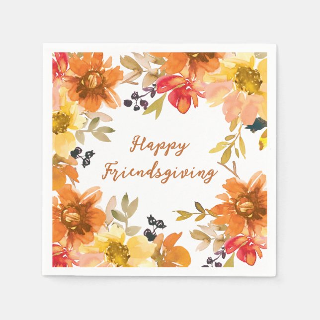 Guardanapo De Papel Modern Floral Friendsgiving  (Frente)