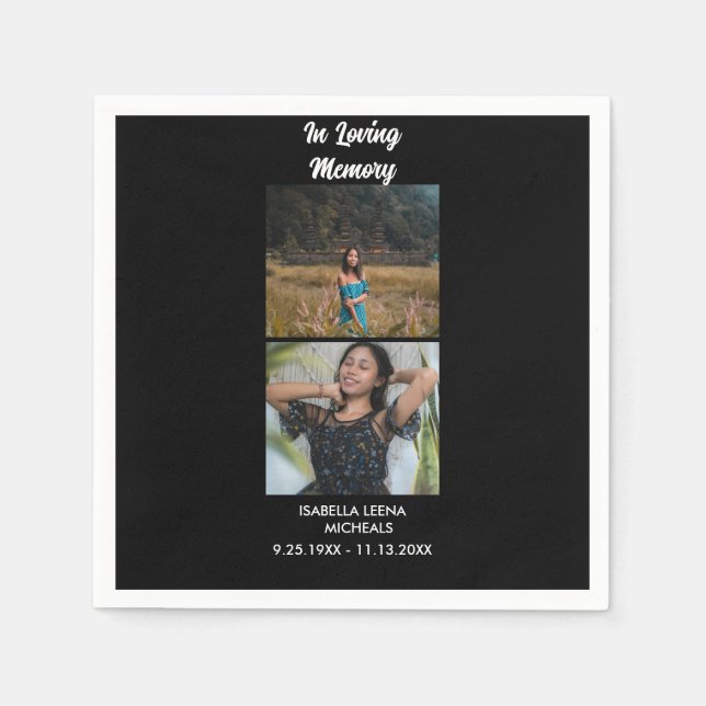Guardanapo De Papel Modern Funeral Personalized 2 Photo Memoria (Frente)