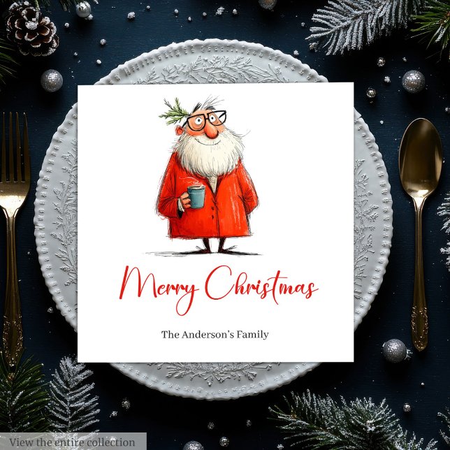 Guardanapo De Papel Modern Funny Santa Claus Christmas Dinner Napkins (Modern Funny Santa Claus Christmas Dinner Napkins)