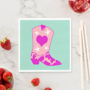 Guardanapo De Papel Modern Girly Cowgirl Western Boot Mint