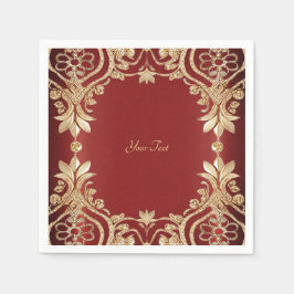 Guardanapo De Papel Modern Gold Red Floral Napkins