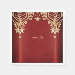 Guardanapo De Papel Modern Gold Red Floral Napkins